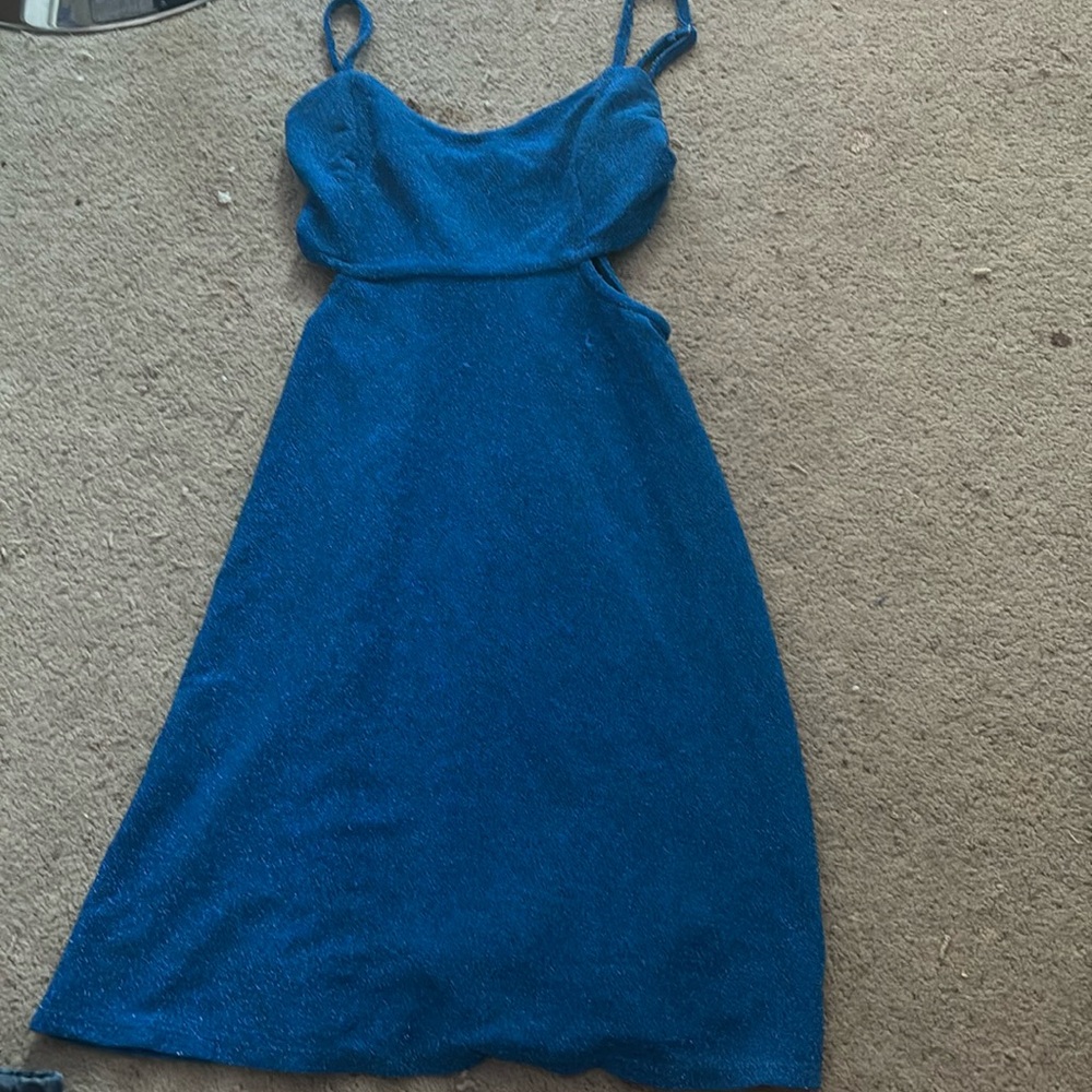 blue sparkly short dress